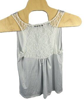 Women’s Stripe Tank Top Lace Yolk Back Size 0XL 12